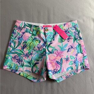 Lilly Pulitzer Mermaid Callahan High-Rise Shorts with Pink, Green & Blue Accents